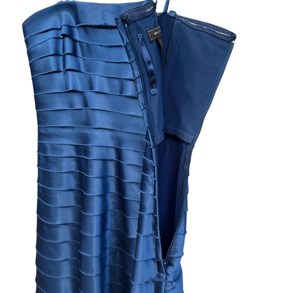 BCBGMAXAZRIA 4 Blue Tiered Satin Strap Dress Cocktail Party Formal - Picture 5 of 10